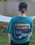 Acid wash green getaway car t-shirt