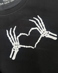 Small cropped black sweater heart bones premade