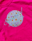 XL pink showgirl mirrorball appliqué sweatshirt