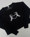 Small cropped black sweater heart bones premade