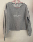 Large embroidered grey cropped sweater