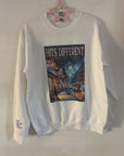 Small SALE- hits different white crewneck
