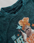 Large Green acid show cat t-shirt