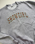 Large Showgirl grey applique sweater premade