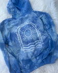 August blue tie dye hoodie lyric sweatshirt