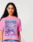 Nova boxy cropped t-shirt - Cruel Summer vintage magazine design