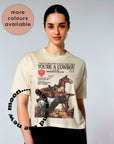 Nova boxy cropped t-shirt - Cowboy like me vintage magazine design