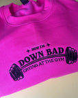 Down bad crying at the gym embroidered got pink over sized sweater