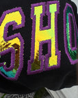Medium SG appliqué black t-shirt holographic