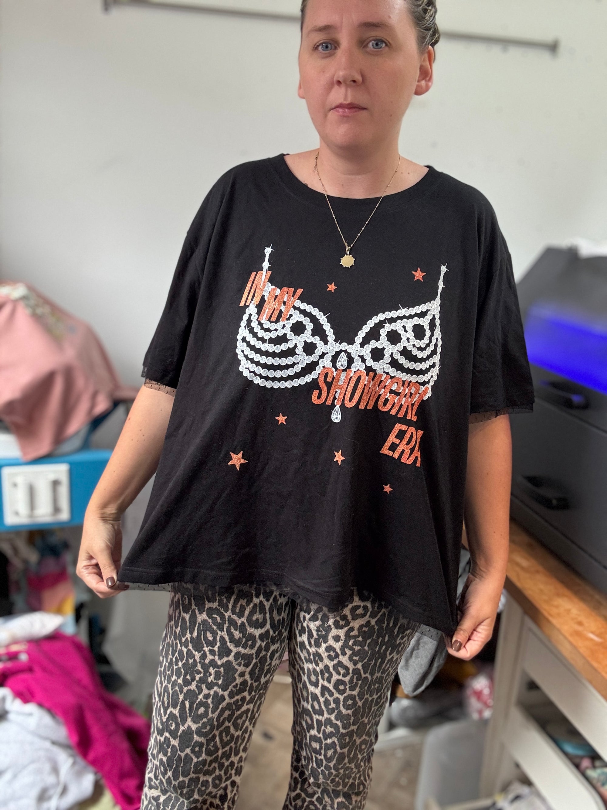 Diamond bra SG black lace boxy tee