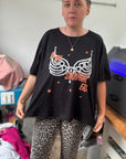 Diamond bra SG black lace boxy tee