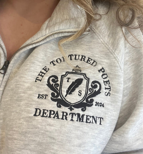 TTPD TS quarter zip sweatshirt | Department uniform sweater | Collegiate academic style pull over