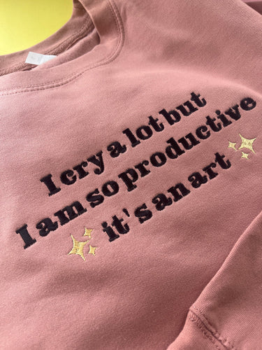 Embroidered I can do it with a broken heart lyric sweater | I cry a lot but I am so productive ts ttpd