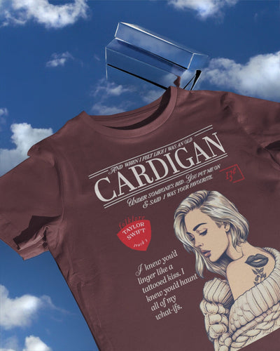 Cardigan lyric organic cotton t-shirt | TS vintage magazine t-shirt