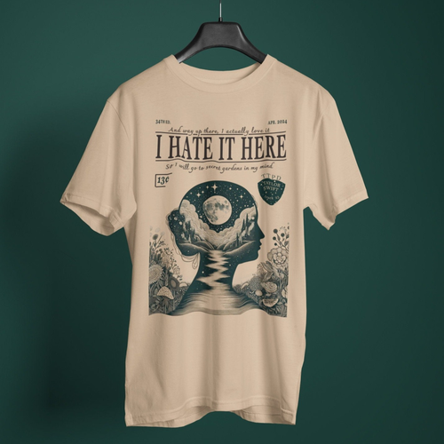 I hate it here lyric organic cotton t-shirt | TS vintage magazine design