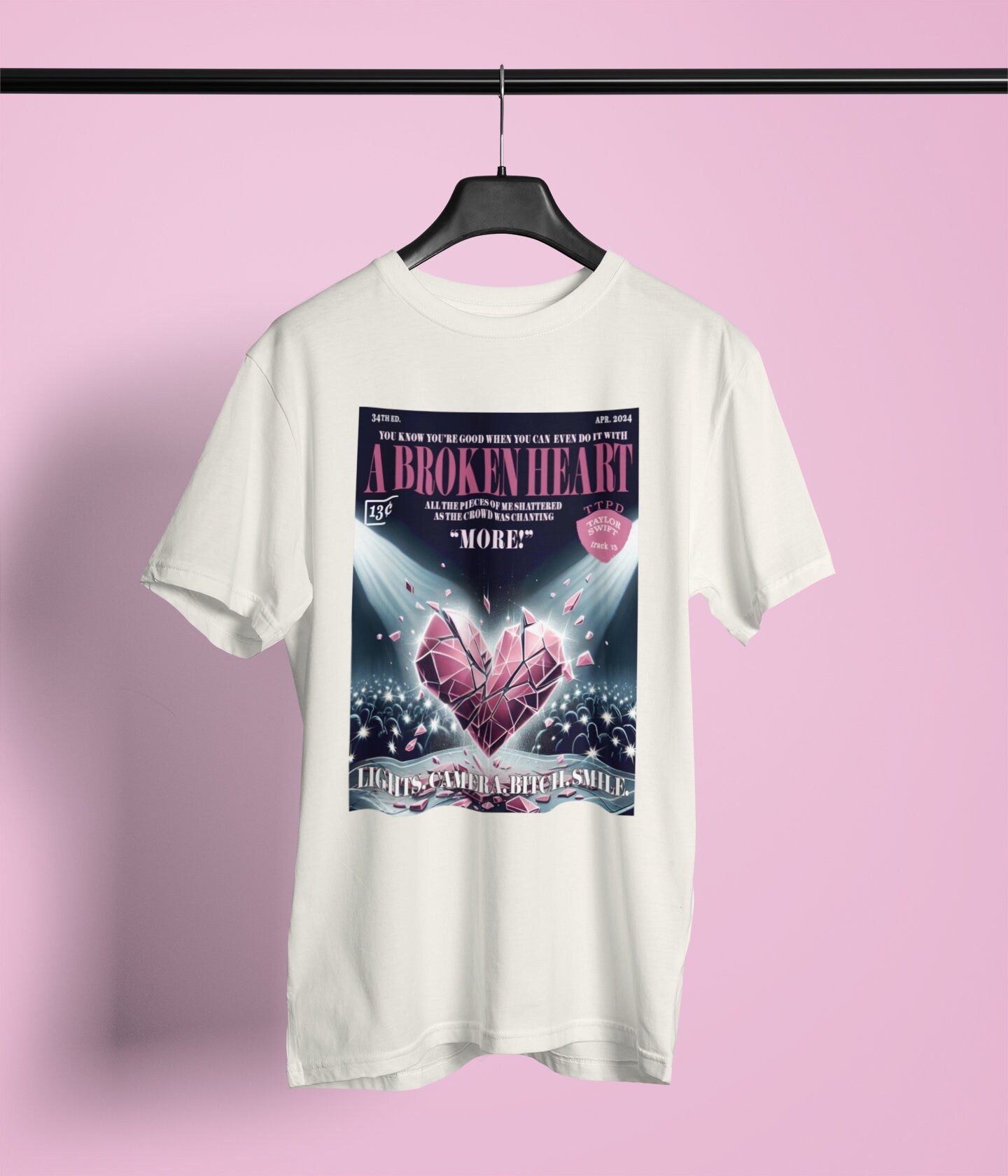 I can do it with a broken heart lyric organic cotton t-shirt | TS TTPD vintage magazine design