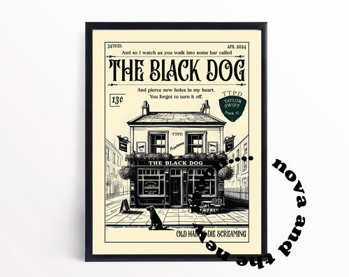 The Black Dog art print | TS TTPD retro magazine style print A4 / A3