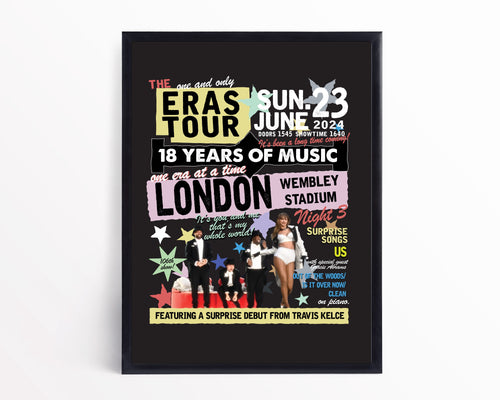 LONDON WEMBLEY NIGHT 3 |  Eras A4/A3 poster print | Vintage retro style concert poster