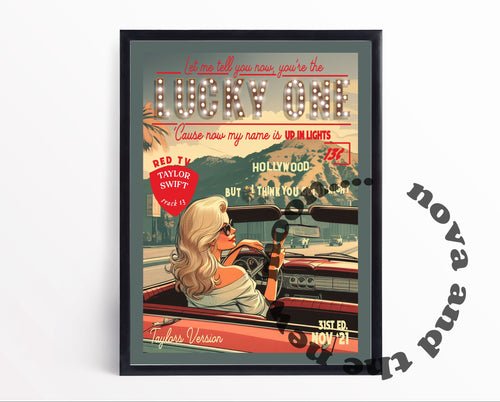 The Lucky one art print | TS red vintage magazine style print A4 / A3