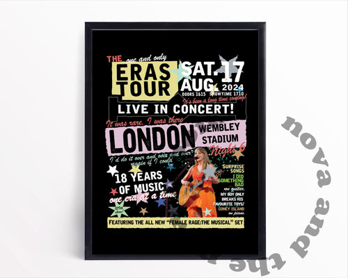 LONDON WEMBLEY NIGHT 6 |  Eras A4/A3 poster print | Vintage retro style concert poster