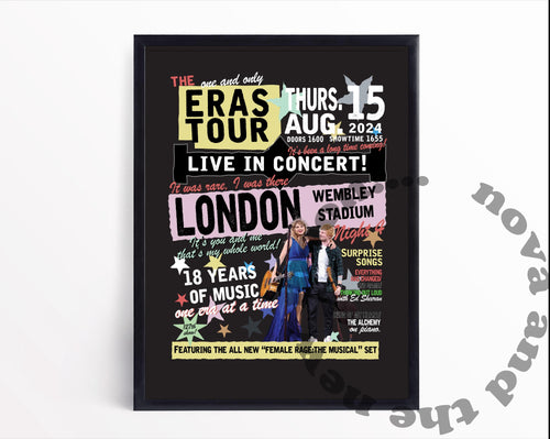 LONDON WEMBLEY NIGHT 4 with Ed |  Eras A4/A3 poster print | Vintage retro style concert poster