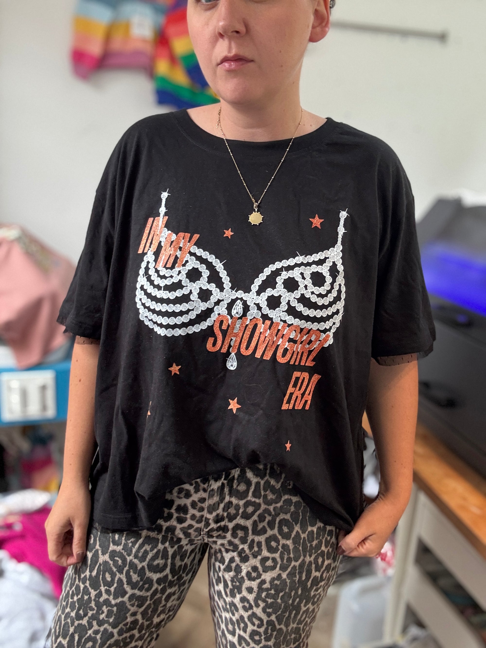 Diamond bra SG black lace boxy tee