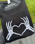 Small cropped black sweater heart bones premade