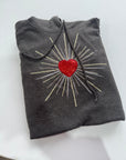 Xs Ophelia heart applique hoodie dark grey premade