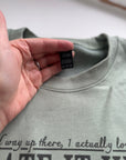 Large I hate it here sage green sweater premade