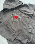 Xs Ophelia heart applique hoodie dark grey premade