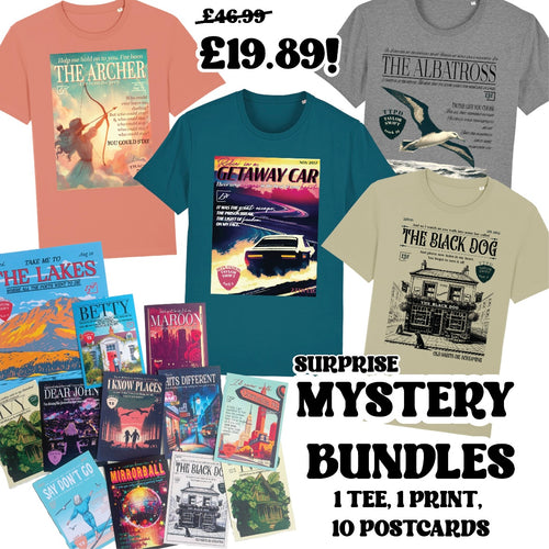 Surprise Mystery bundles (t-shirt, print + 10 postcards