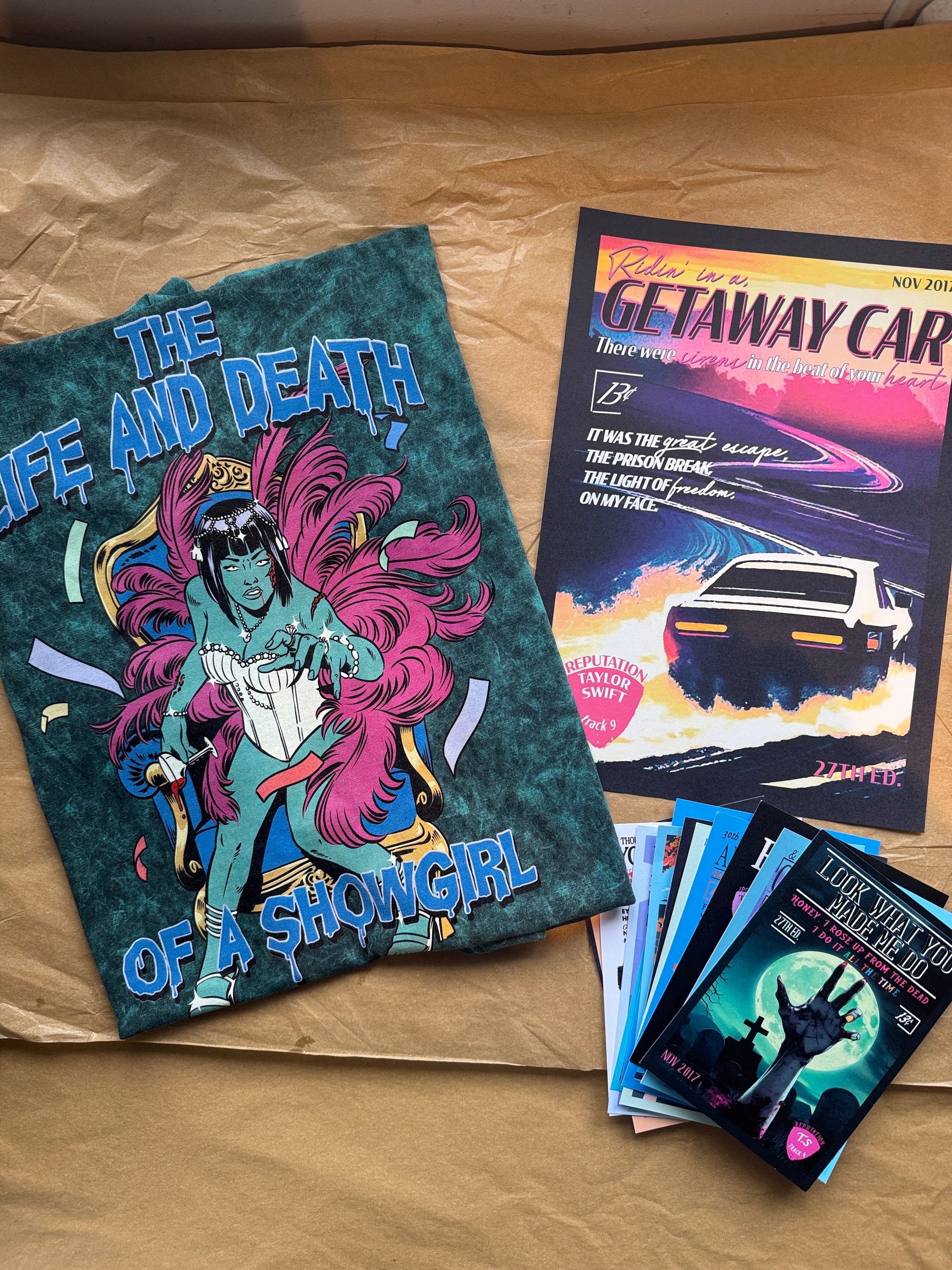 Halloween edition TS Surprise Mystery Sweater/T-shirt Print and postcards bundle