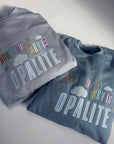 Opalite embroidered applique  lyric sweatshirt