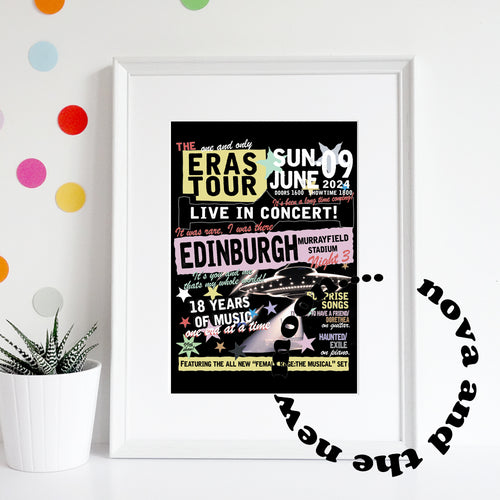 EDINBURGH NIGHT 3 | Eras A4/A3 poster print | Vintage retro style concert poster