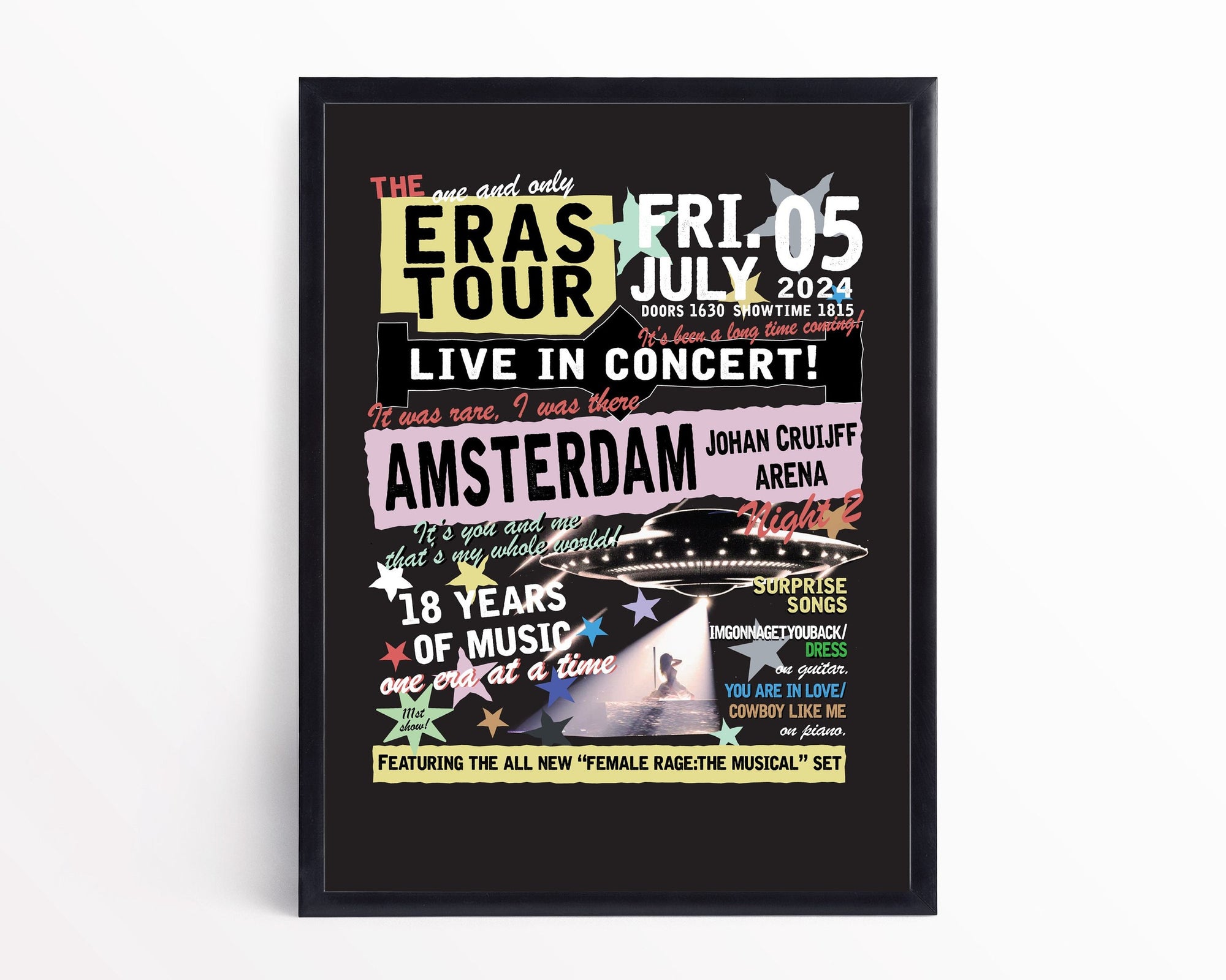 AMSTERDAM night 2  ERAS PRINT| A4/A3 poster print | Vintage retro style concert poster