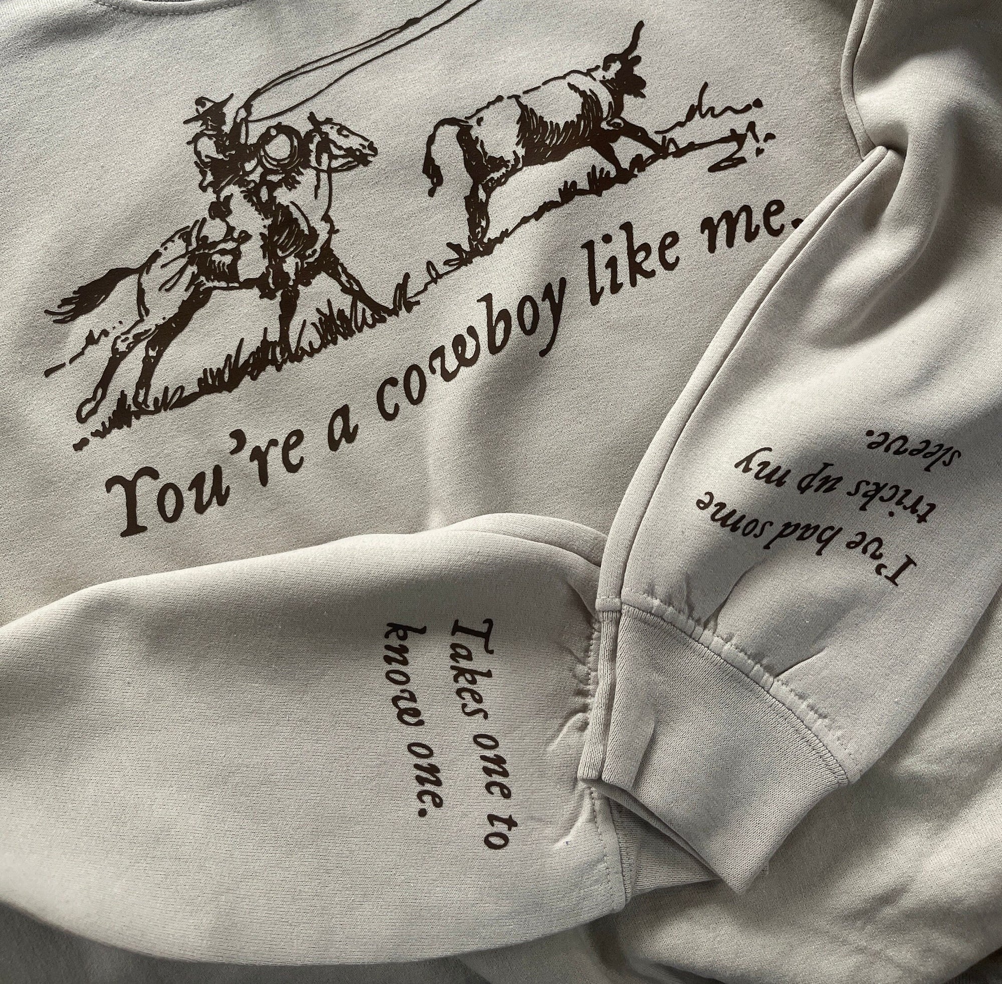 Cowboy like me evermore sand pull over hoodie