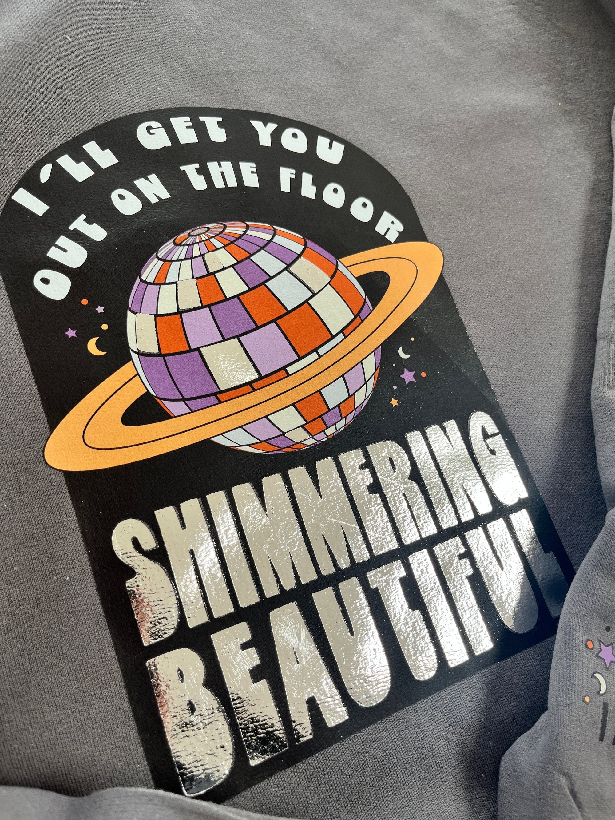 Mirror ball graphite and silver sweater | inner sleeve detail | folklore  Taylor Swift lyric sweater