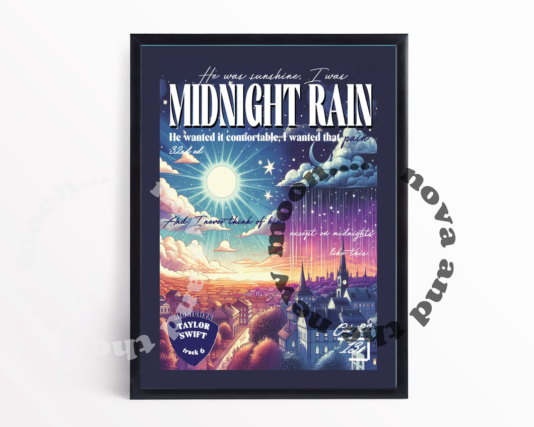 Midnight rain art print | TS midnights vintage magazine style print A4 / A3